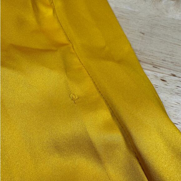 Mac Duggal NWT Yellow Faux Wrap Puff Shoulder Long Sleeve A-Line Gown Sz 4 *Flaw - Picture 12 of 12